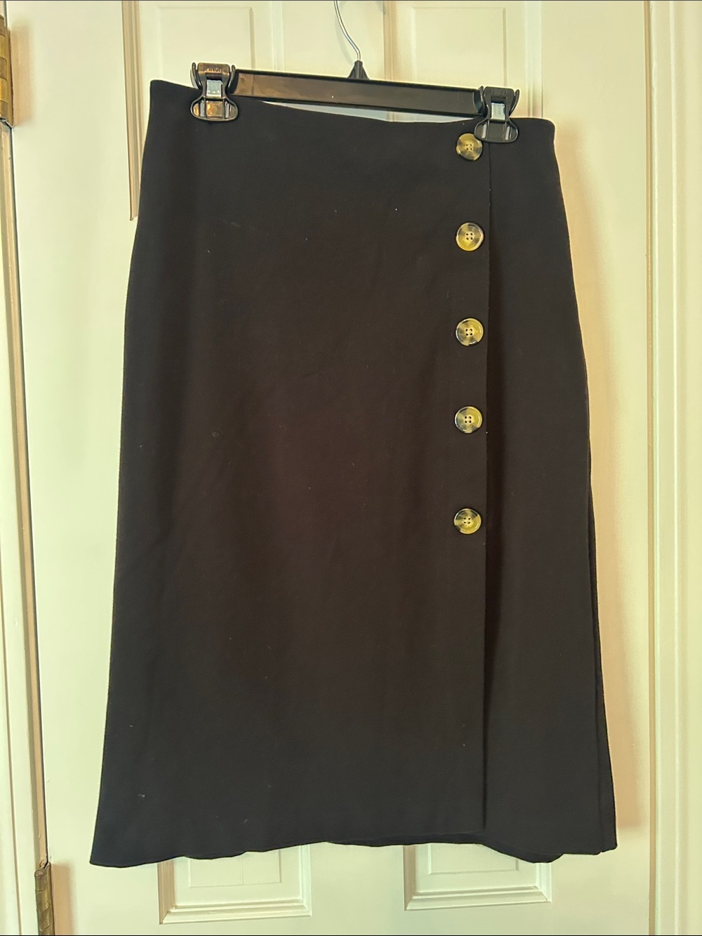 Mango Black Midi Skirt with Side Buttons